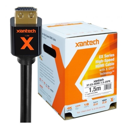 Picture of Xantech EX Series Bulk Pack (25) - High-speed HDMI Cable with X-GRIP Technology (1.5m)